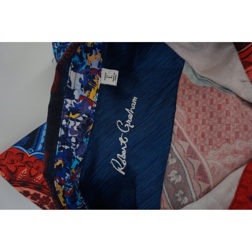 Robert Graham Art Deco Button Down Shirt Paisley Patchwork eclectic Luxury Large - Picture 8 of 8